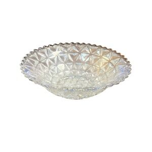 Vintage Imperial Glass Mt Vernon Triangle Pattern Glass Bowl Sawtooth Rim 9.5"